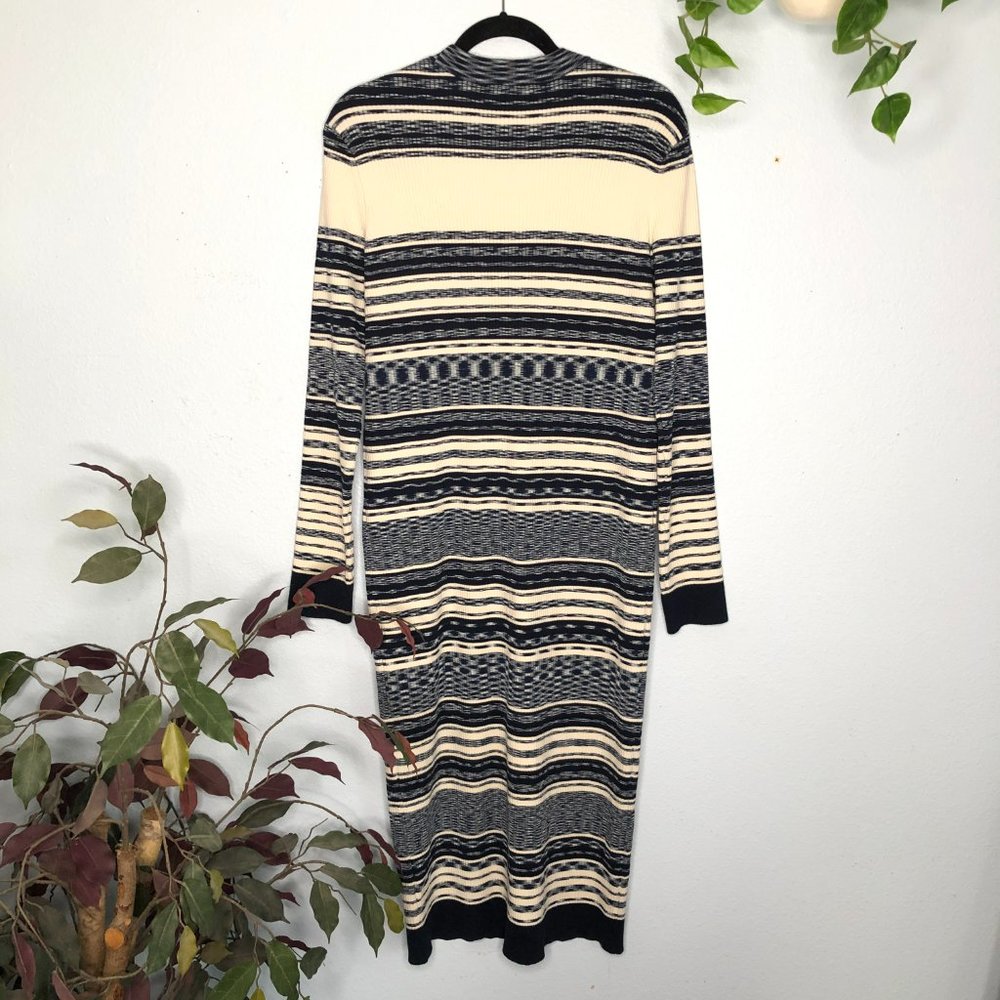 Tory Burch Julie Intarsia Striped Blue White Sweater Dress Medium Women's Midi - Picture 4 of 6
